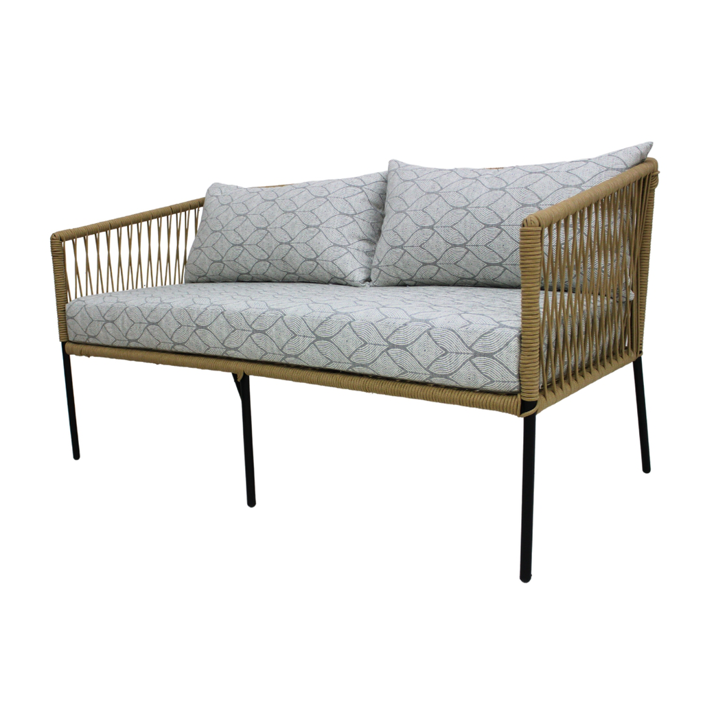 Tequila love seat metal negro cuerda beige tela loneta_20703