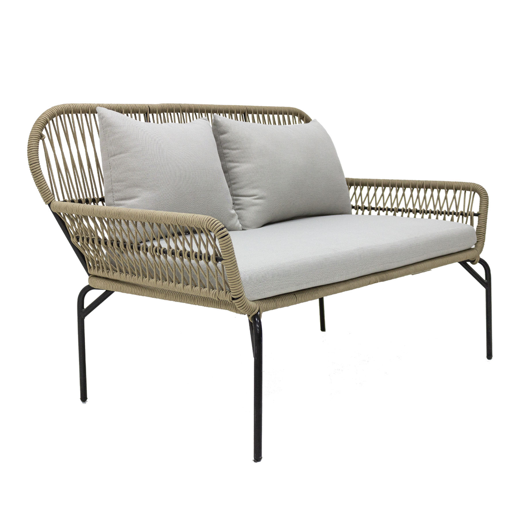 Zapotlan love seat cuerda beige tela curri