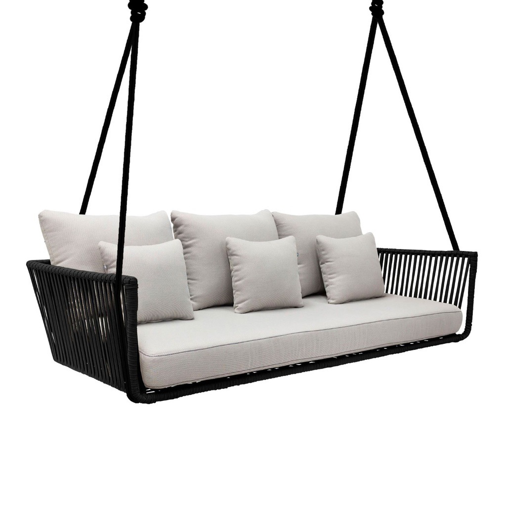 Vallarta columpio sofa cuerda negra cojineria tela loneta