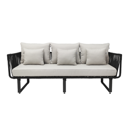 [48985SO] Vallarta sofa metal negro cuerda negra cojineria tela loneta